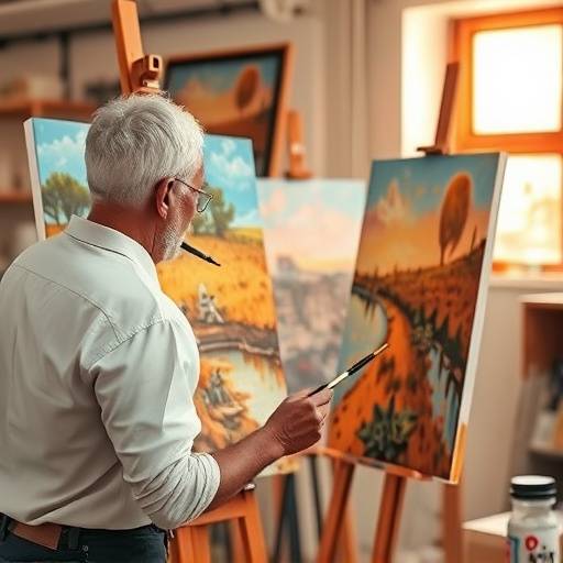Un artiste peignant sur une toile, représentant les cours d'art.