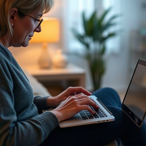 Une personne utilisant un lecteur d'écran sur un ordinateur portable, symbolisant l'accessibilité numérique.